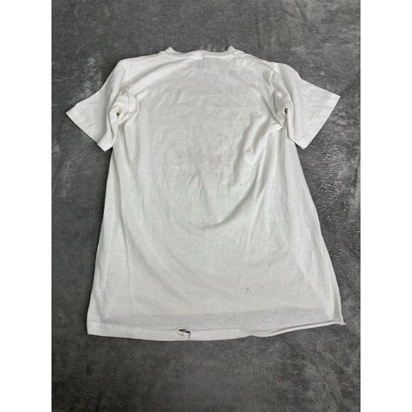 Vintage 80s University Sports Short Sleeve T Shirt Men's Size Small White - Picture 2 of 12